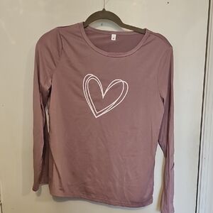 Heart Design Mauve Long Sleeve Top